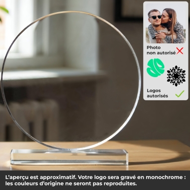 Trophée en verre personnalisé avec votre logo - Grand modèle