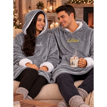 Couverture à capuche gris personnalisée