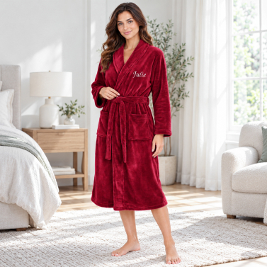 Peignoir de chambre rouge femme personnalisé
