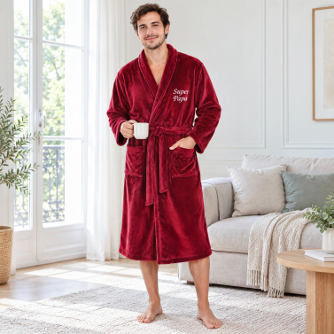 Peignoir de chambre rouge homme personnalisé