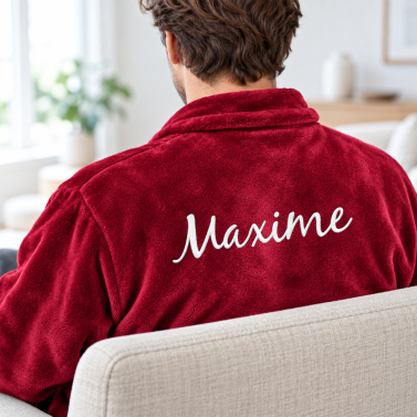 Peignoir de chambre rouge homme personnalisé