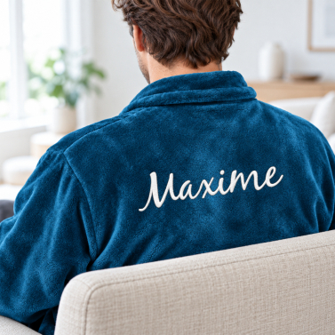 Peignoir de chambre homme bleu personnalisée