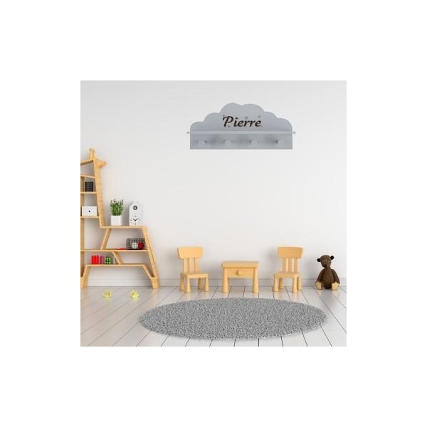 Porte manteau enfant gris personnalisé