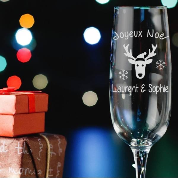 Coupe à Champagne "Noël" personnalisable