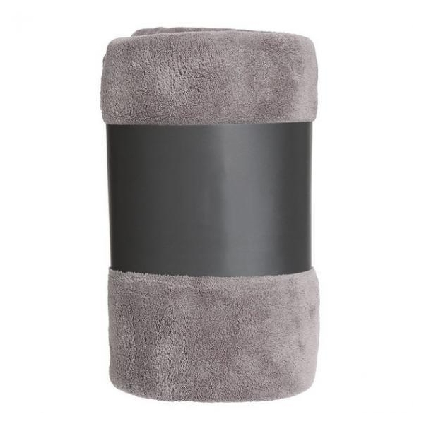 Plaid microfibre gris personnalisé