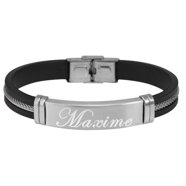 Bracelet silicone et acier à graver