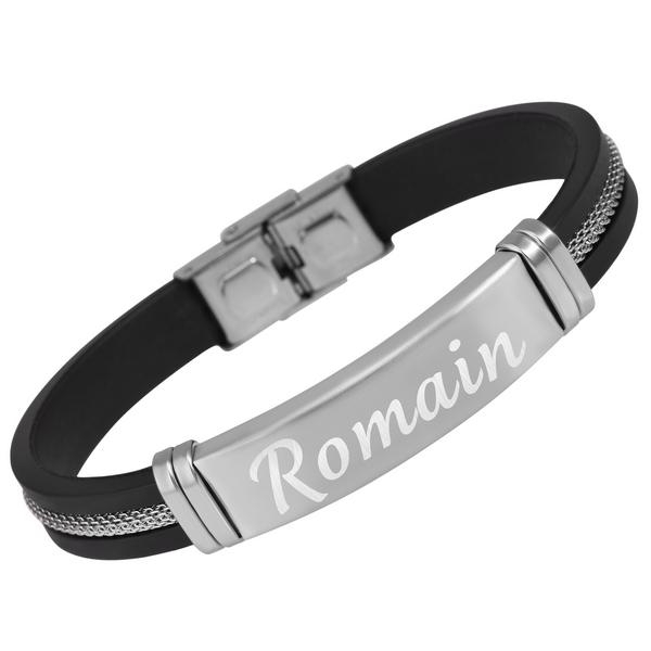 Bracelet silicone et acier à graver