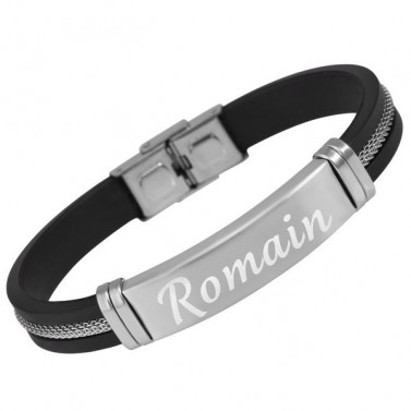 Bracelet silicone et acier à graver